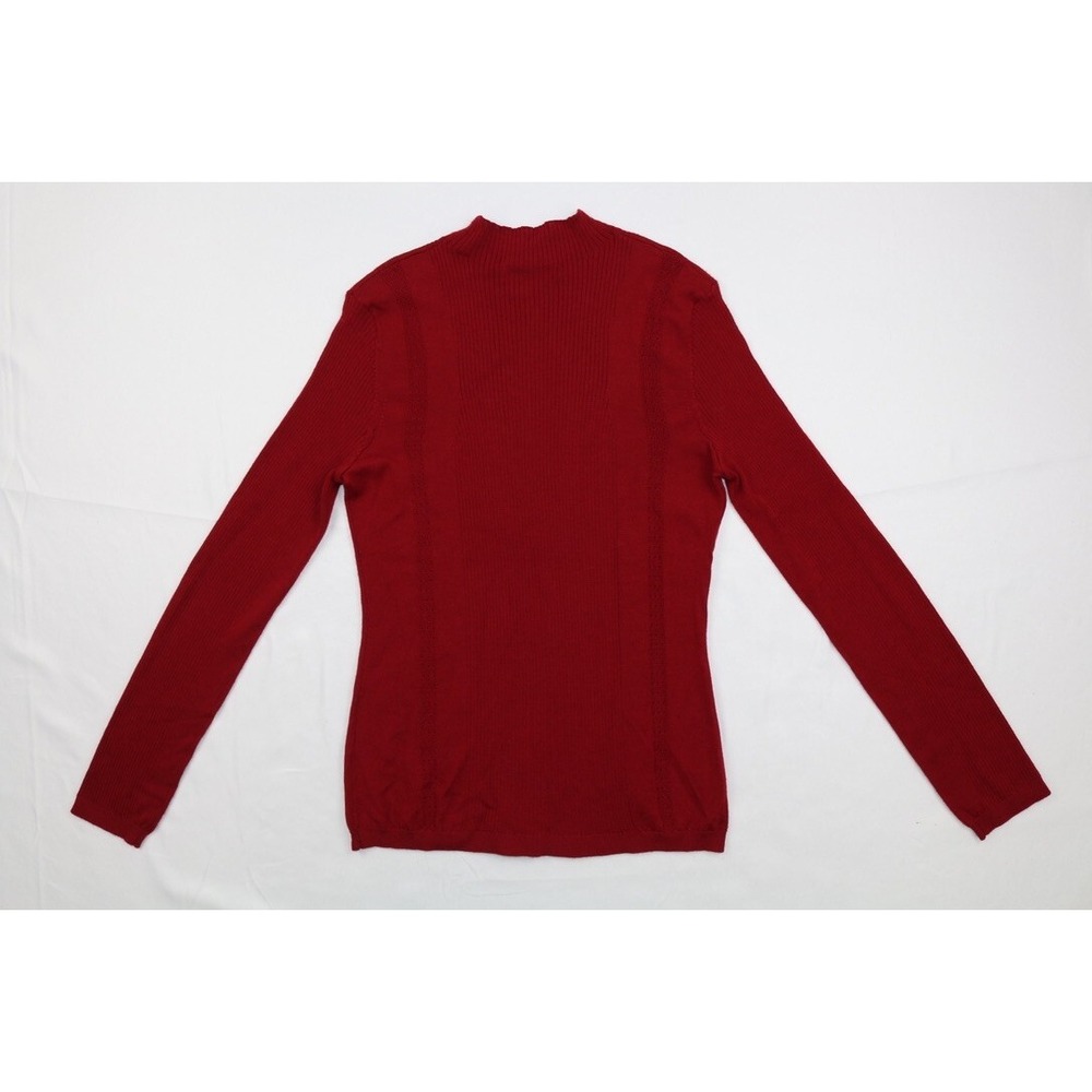Elie Tahari Raspberry Mock Neck Ribbed Sweater Top Merino Wool Sz S - Picture 9 of 12